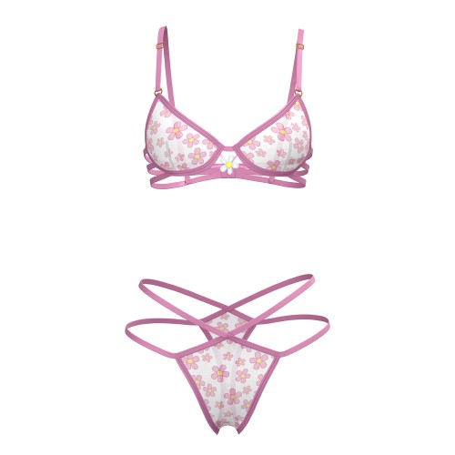 Conjunto Floral de Bra y Thong Magic Silk Daisy