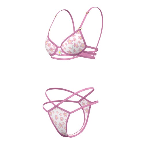 Magic Silk Daisy Bra & Thong Floral Set