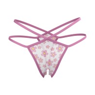 Magic Silk Daisy Split Crotch Thong S/M