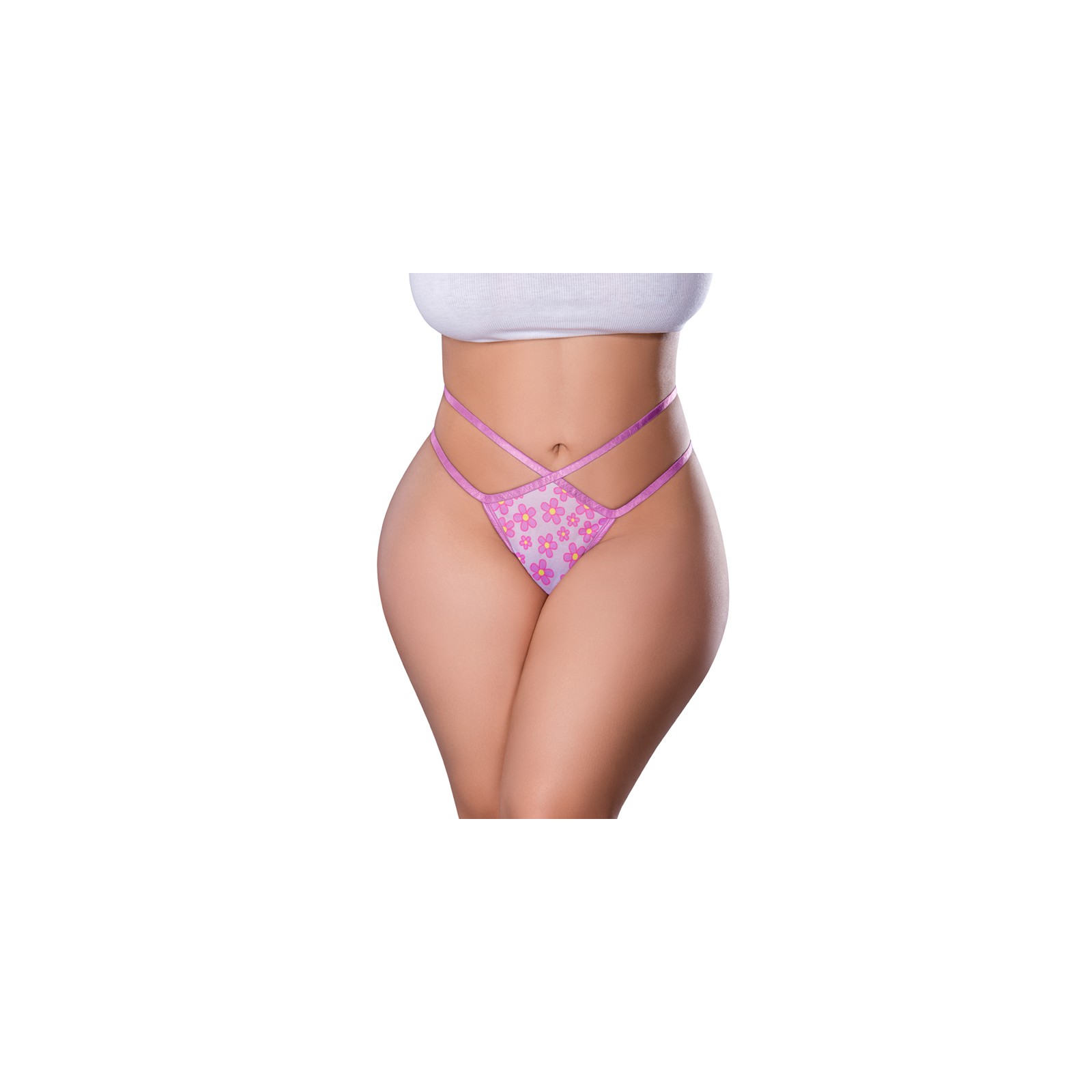 Magic Silk Daisy Split Crotch Thong - Queen Size