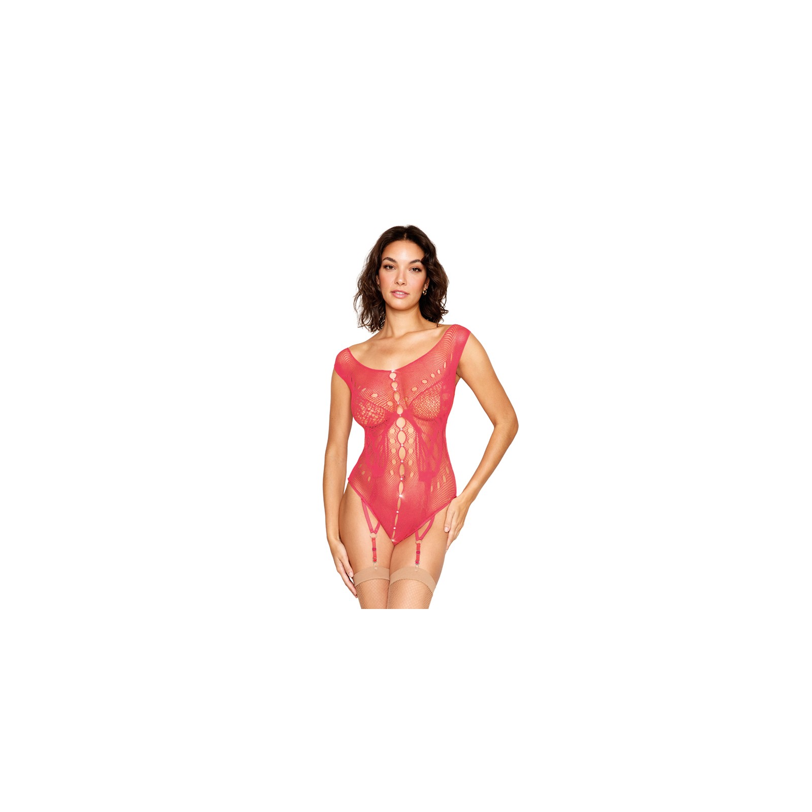 Buy Dreamgirl Butterfly Fishnet Teddy Watermelon O/S Online