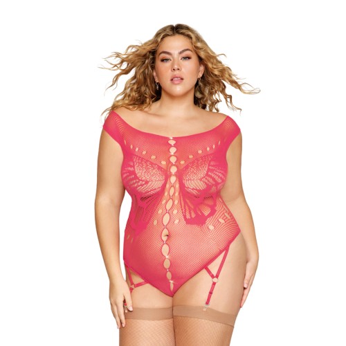 Dreamgirl Teddy de Red Mariposa con Tiras de Portagarrote Watermelon Talla Reina