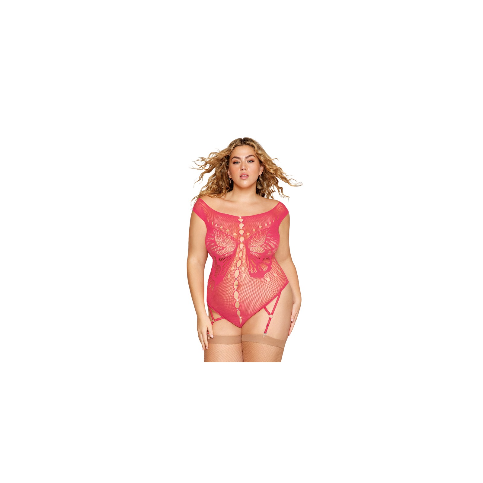 Dreamgirl Teddy de Red Mariposa con Tiras de Portagarrote Watermelon Talla Reina