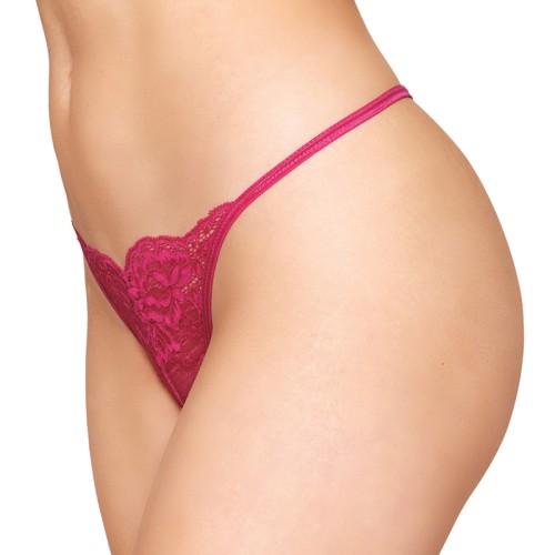 Dreamgirl Lace Open Crotch G-String Beet L/XL