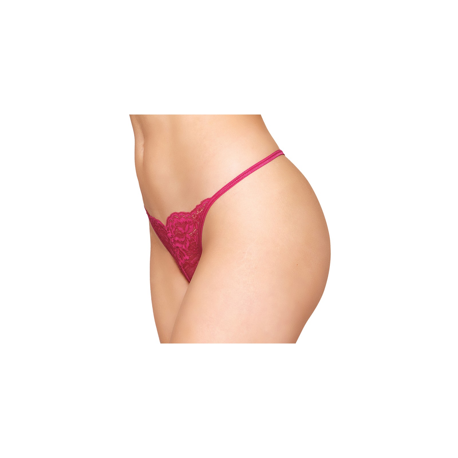 Dreamgirl Lace Open Crotch G-String Beet L/XL