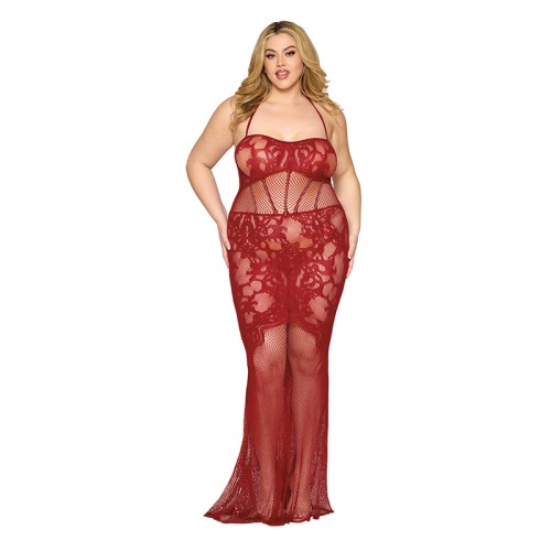 Bodystocking de Encaje Dreamgirl Oxblood Talla Reina