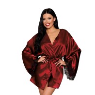 Dreamgirl Open Back Satin Robe Lace Detail