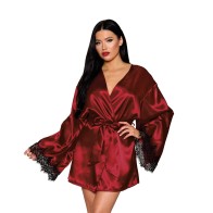 Dreamgirl Open Back Satin Robe Lace Detail