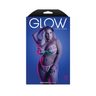 Fantasy Lingerie Glow Head Rush UV Reactive Bra & G-String Queen Size