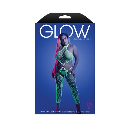 Fantasy Lingerie UV Reactive Bodystocking & G-String Queen Size