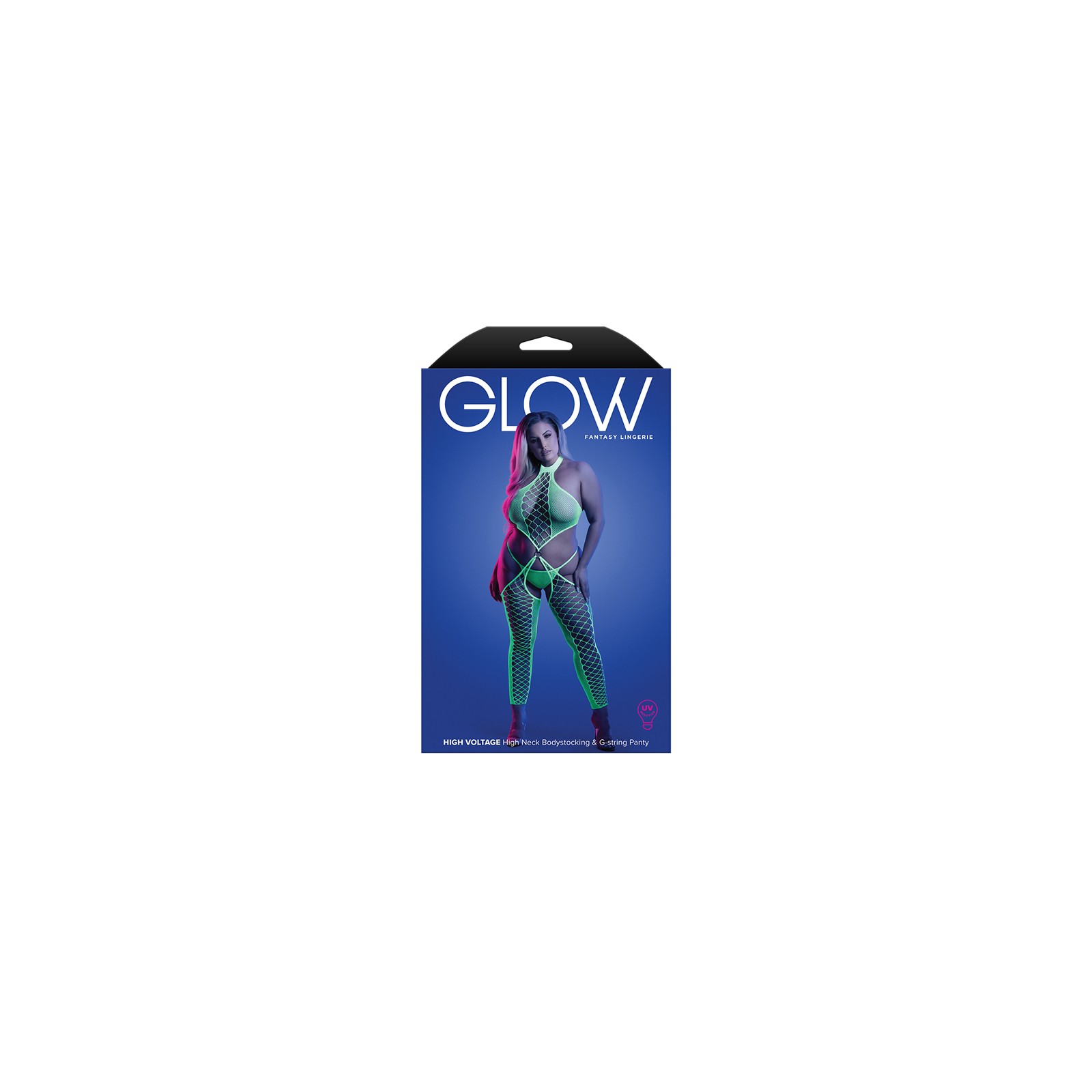 Fantasy Lingerie Bodystocking UV Reactivo & Tanga Tamaño Reina