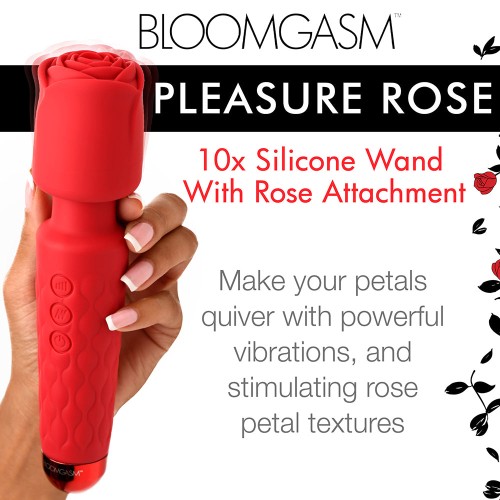 Bloomgasm Varita de Silicona 10X con Accesorio de Rosa para Satisfacción Intensa