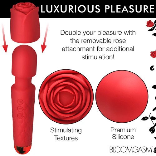 Bloomgasm Pleasure Rose 10X Silicone Wand with Rose Attachment for Intense Satisfaction