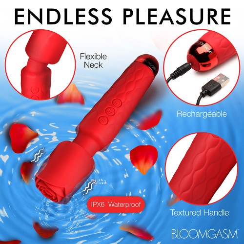 Bloomgasm Pleasure Rose 10X Silicone Wand with Rose Attachment for Intense Satisfaction