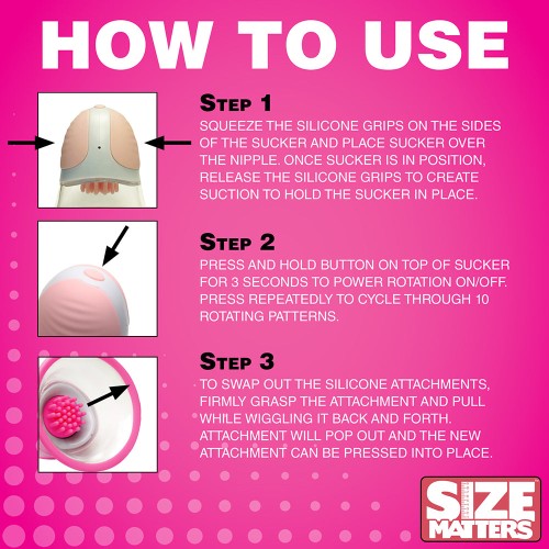 Size Matters 10X Rotating Silicone Nipple Suckers for Pleasure