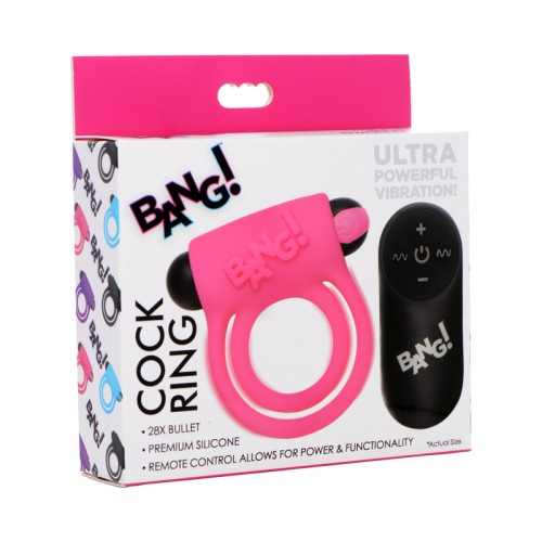 BANG Anillo de Silicone con Bullet y Control Remoto Rosa