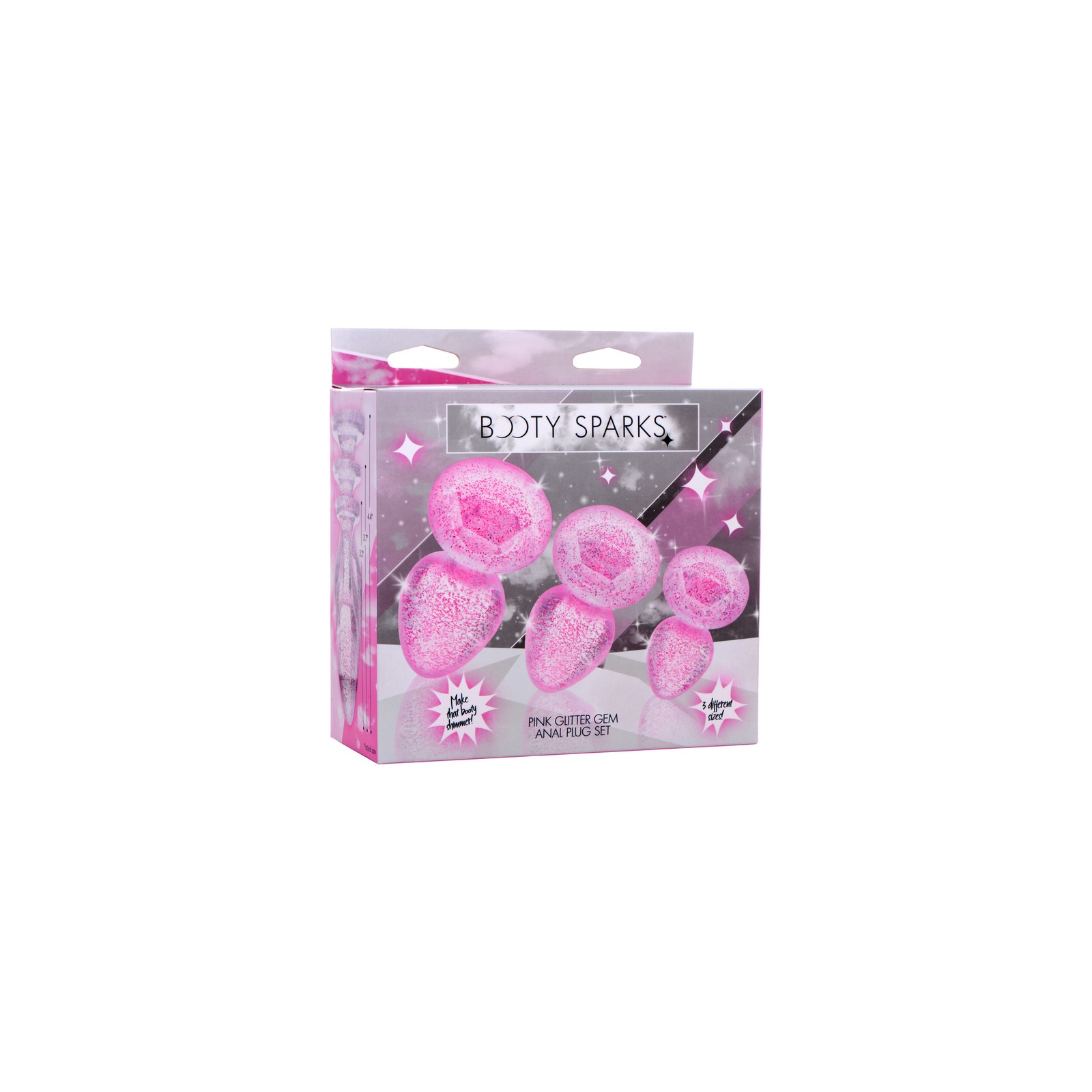 Set de Plug Anal Glitter Gem Rosa Booty Sparks