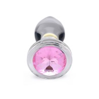 Booty Sparks Pink Gem Glass Anal Plug Small