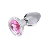 Booty Sparks Pink Gem Glass Anal Plug Small