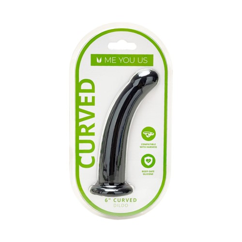 Dildo Curvado de Silicona Me You Us de 6 Pulgadas Negro