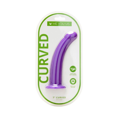 Dildo Curvado de Silicona Me You Us 7 in. Morado