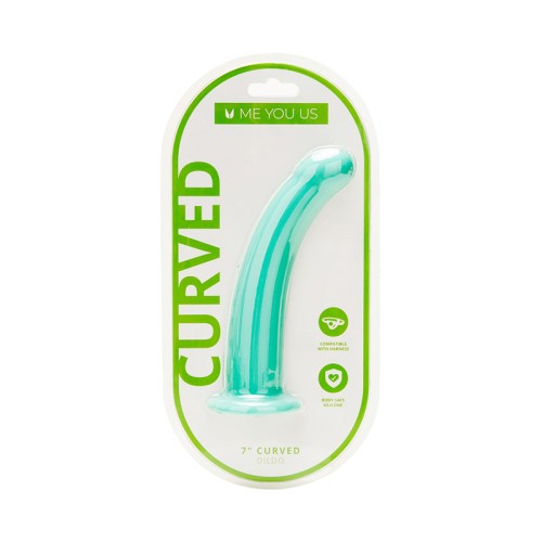 Dildo Curvado de Silicona Me You Us Aqua 7 in.