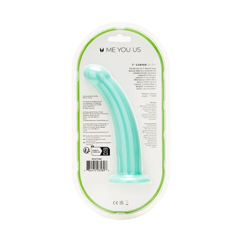 Me You Us Curved Silicone Dildo Aqua 7 in.