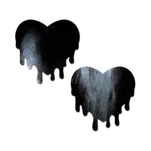 Faux Latex Melty Heart Nipple Pasties for Tempting Play