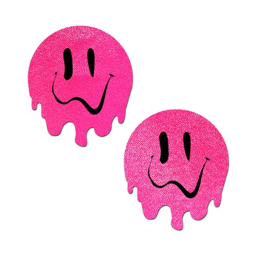 Neon Pink Melted Smiling Face Nipple Pasties