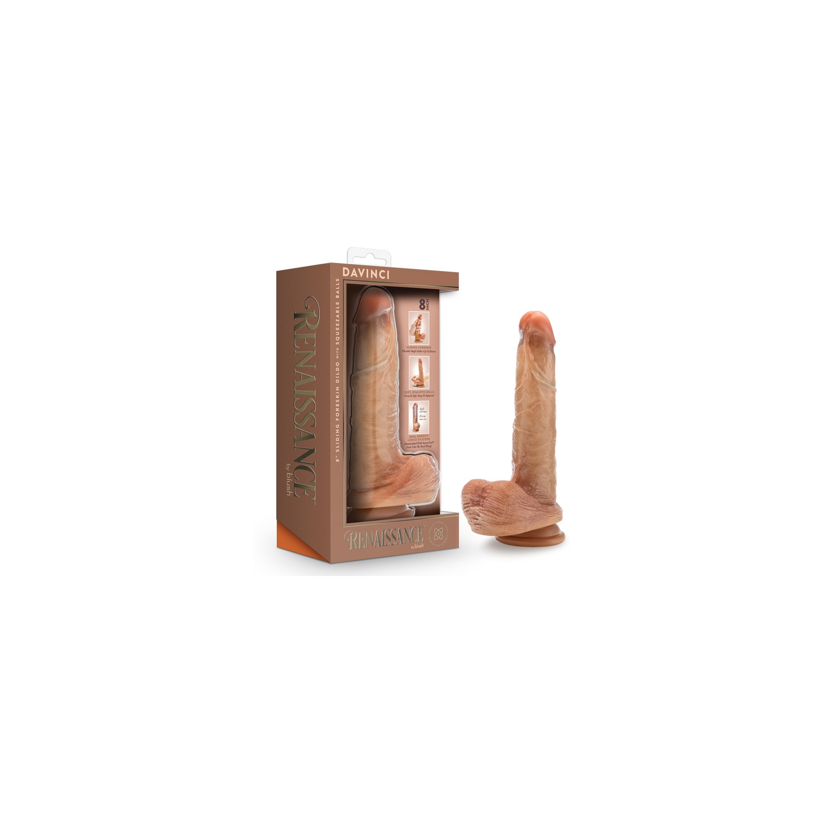 Dildo DaVinci Renacimiento con Piel Deslizante de 8 in.