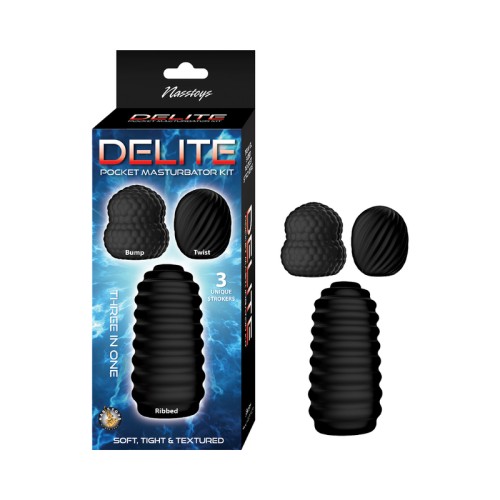 Delite Pocket Masturbator Kit Black