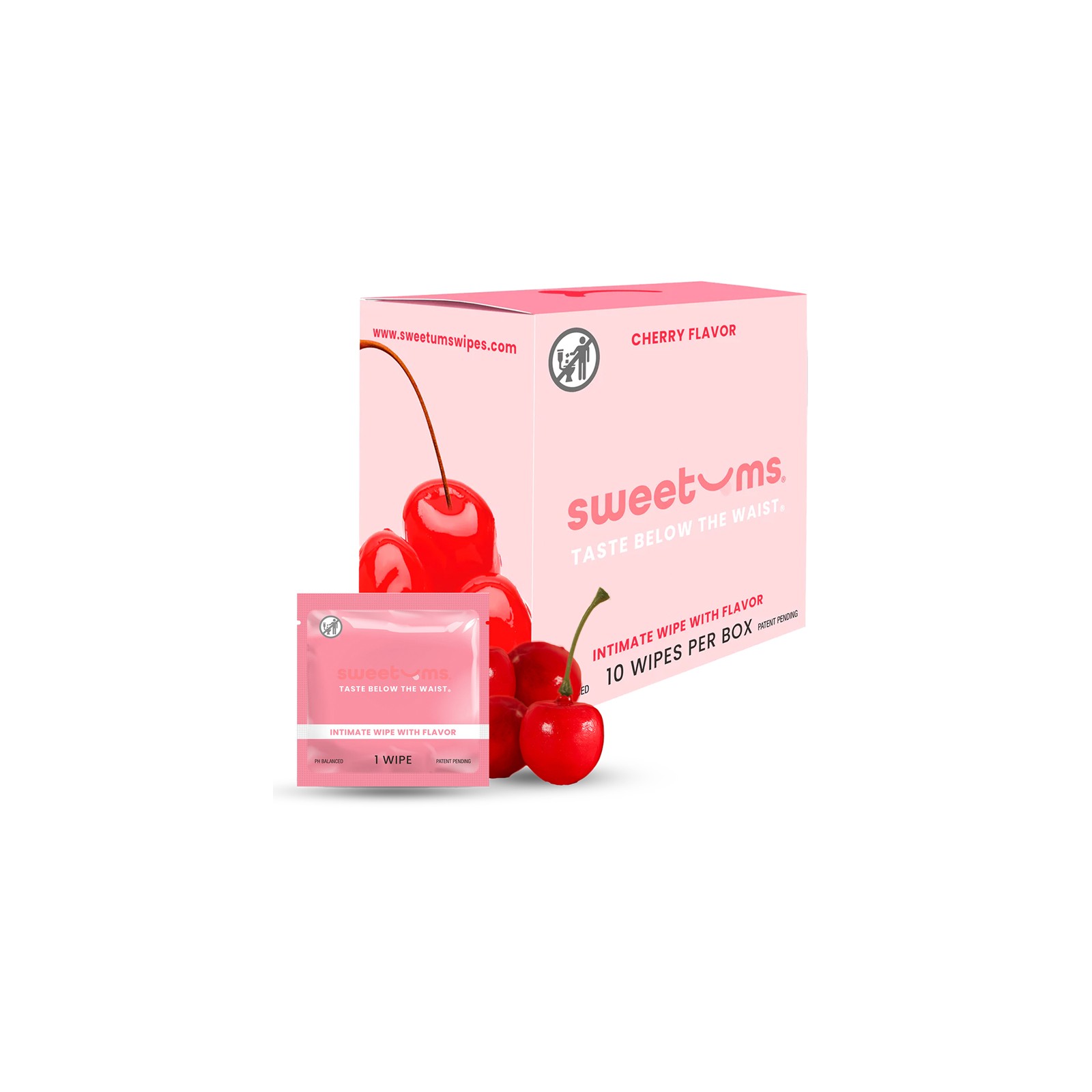 Sweetums Cherry Flavor Intimate Wipes 10-Pack