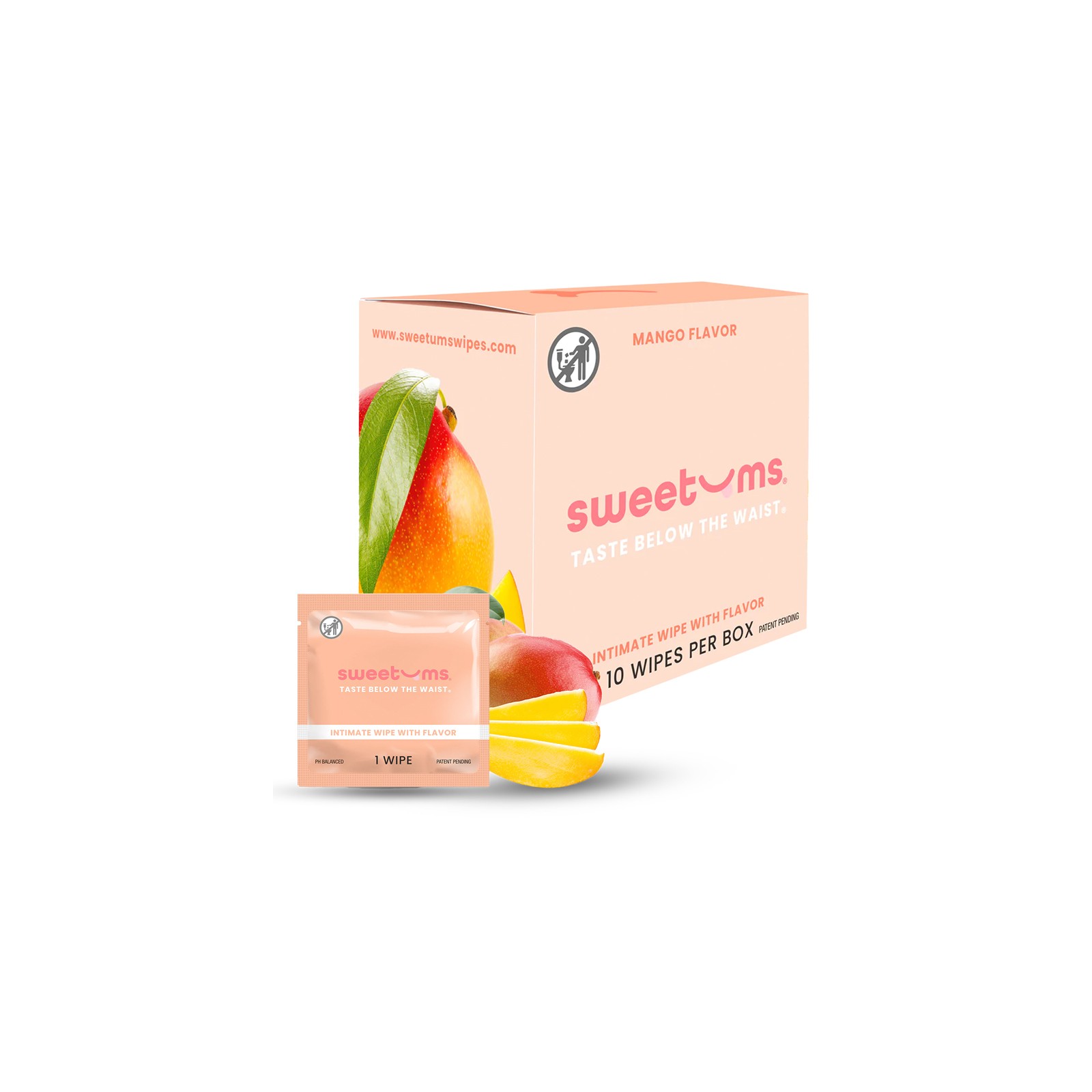 Sweetums Mango Flavor Intimate Wipes 10-Pack