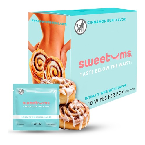 Sweetums Cinnamon Bun Flavor Intimate Wipes 10-Pack