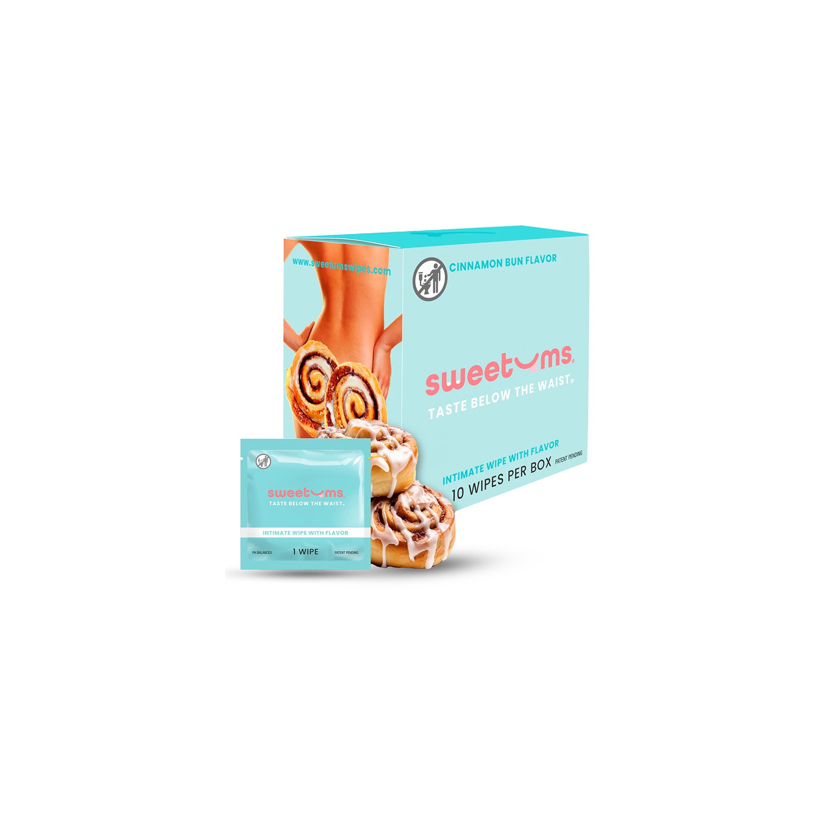 Sweetums Cinnamon Bun Flavor Intimate Wipes 10-Pack