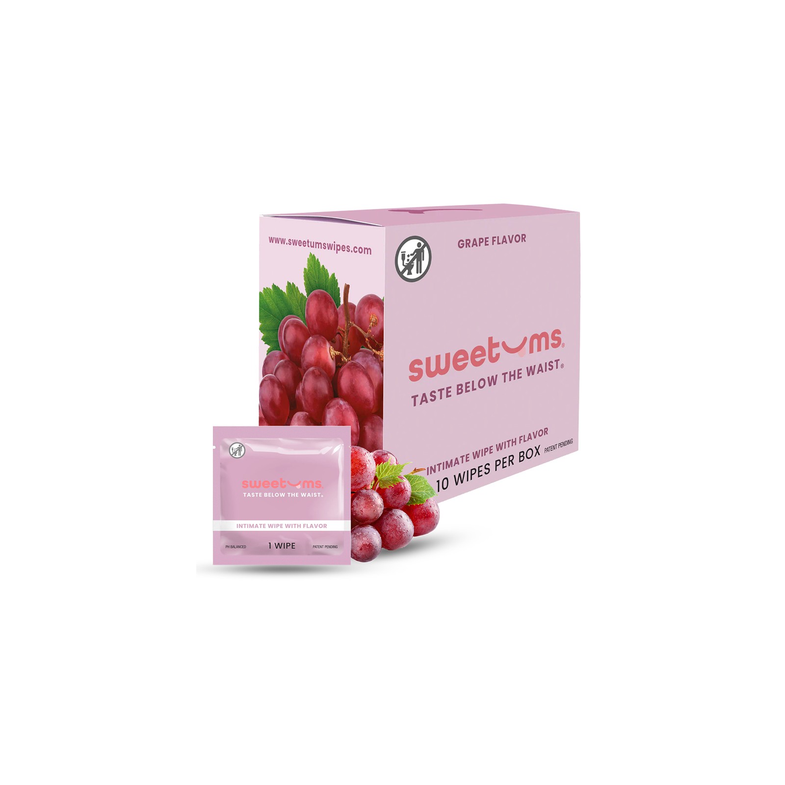 Sweetums Grape Flavor Intimate Wipes for Freshness