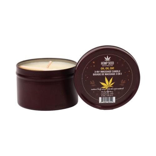 Hemp Seed Holiday Massage Candle 3-in-1 Oh, Oh, Oh