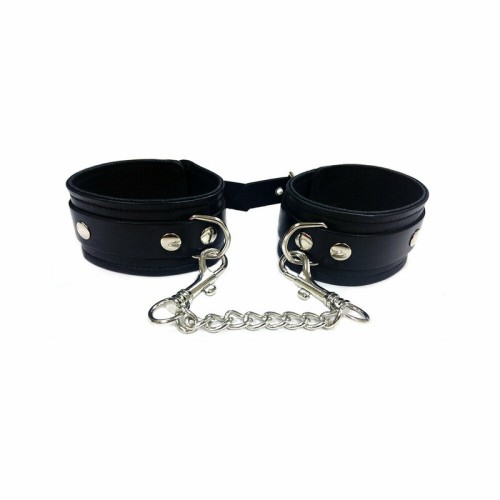 Rouge Plain Leather Ankle Cuffs Black