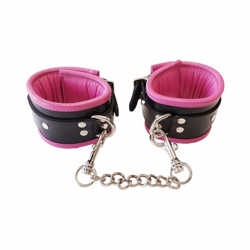 Rouge Leather Padded Wrist Cuffs for BDSM Play