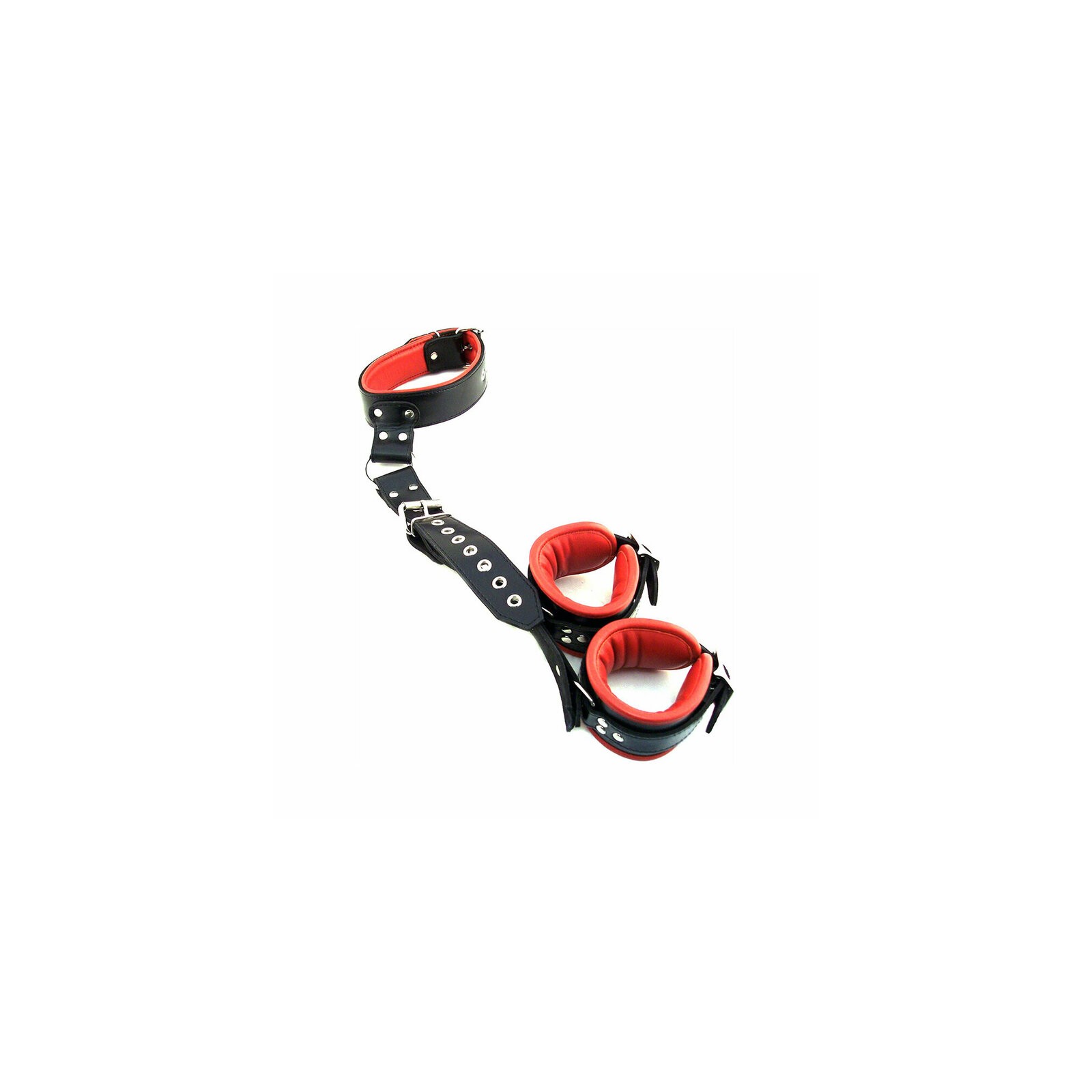 Rouge Leather Neck to Wrist Restraint Black/Red