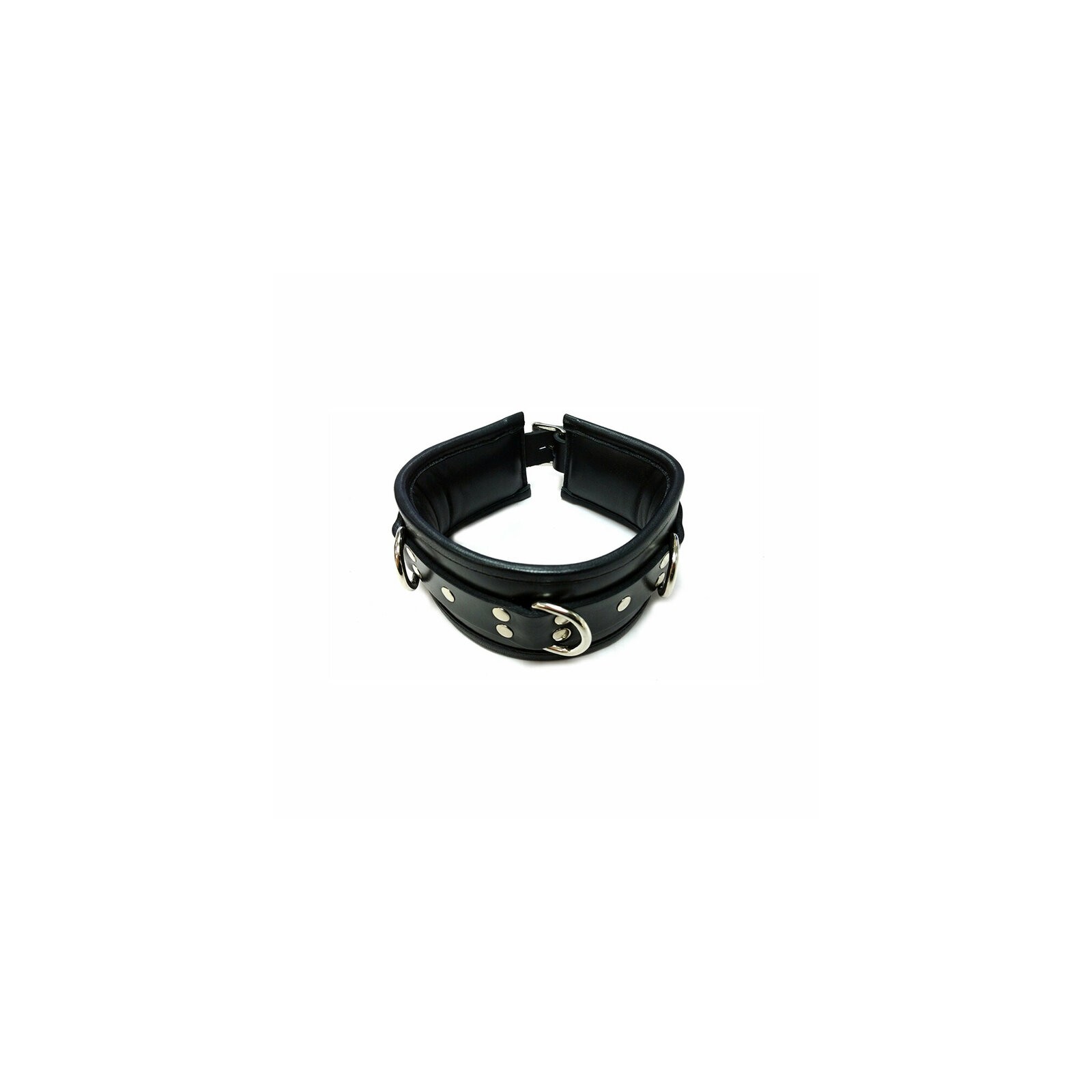 Rouge Leather Padded Locking Collar Black