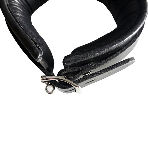 Rouge Leather Padded Locking Collar Black