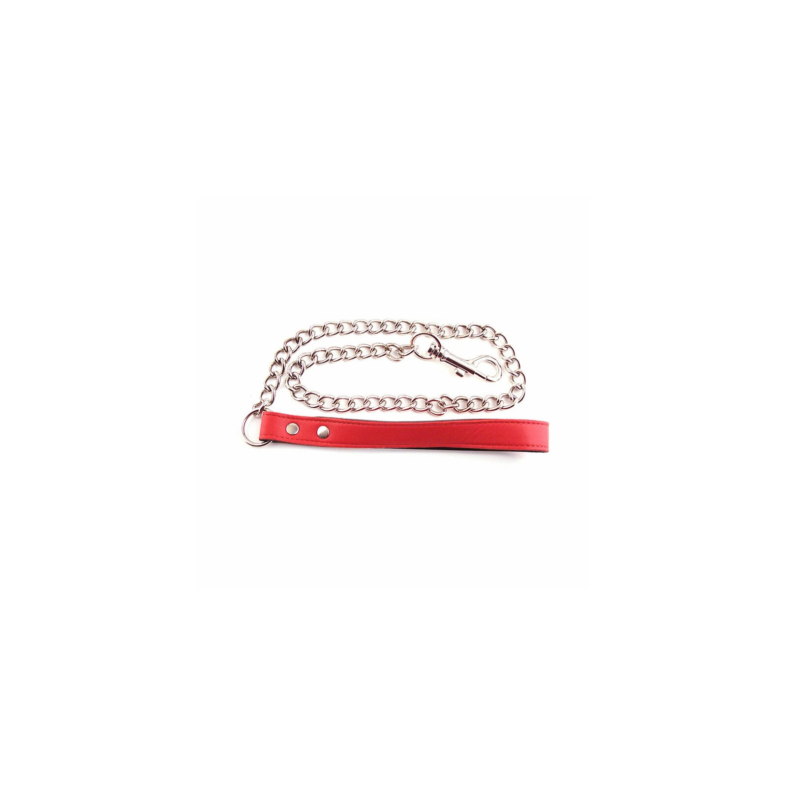 Rouge Leather Leash with Chain Red