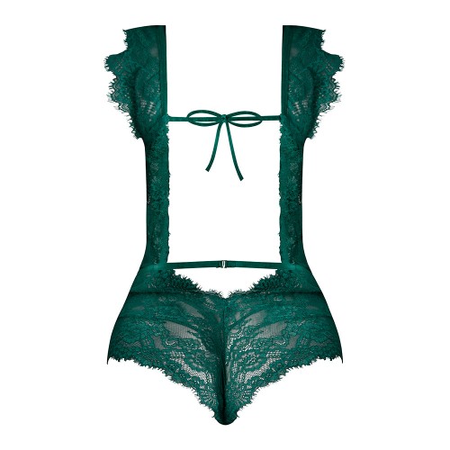 Magic Silk Evermore Cutout Romper Emerald