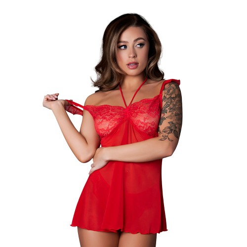 Magic Silk Sugar High Babydoll & Thong Set Red L/XL