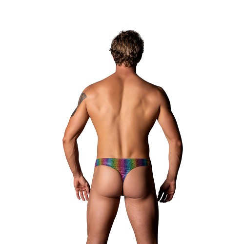 Male Power Pack & Play Thong with Condom Pouch - Rainbow