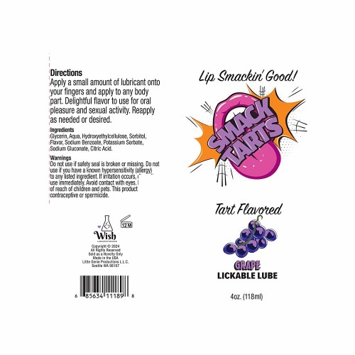 Lubricante Lickable Uva Ácida Smack Tarts 4 oz.