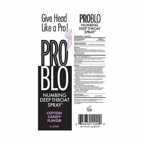 Pro Blo Numbing Deep Throat Spray Cotton Candy