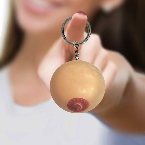 Super Fun Key Chain Squishy Breast - Playful Accessory