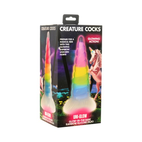 Creature Cocks Dildo de Silicona Rainbow Brilla en la Oscuridad